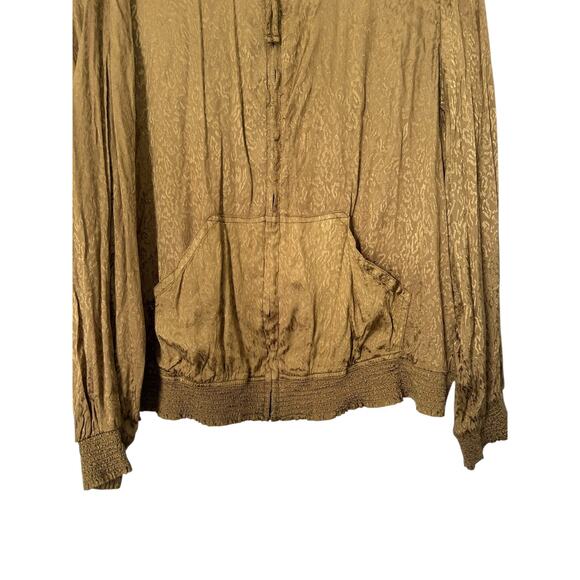 Maeve Anthropologie Jacket Womens Size 2X Satin Bomber Olive Green Full Zip - Picture 3 of 11